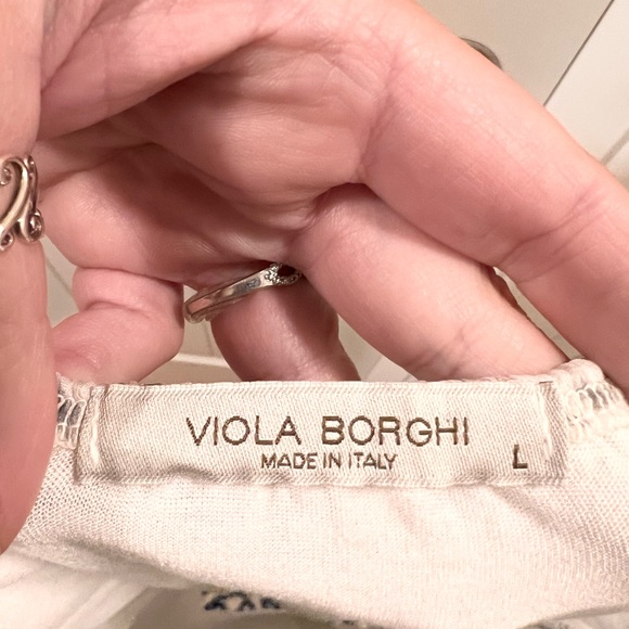 Viola Borghi Sz L Made in Italy 100% silk overlay leopard blouse long sleeve. - Picture 5 of 7